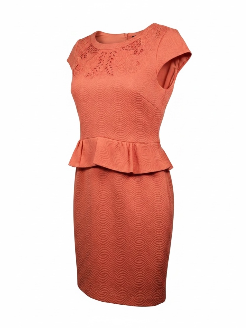 Tahari Womens Orange Textured Sheath Dress Size 10 Sleeveless Chic Old Money